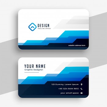 Geometric blue modern business card template Free Vector