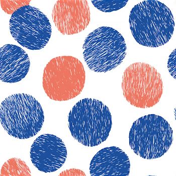Geometric Cobalt Blue and Coral Pattern