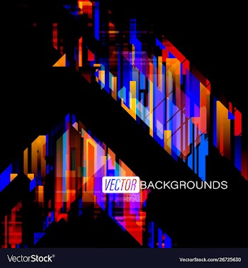 Geometric colorful shapes on a black vector image