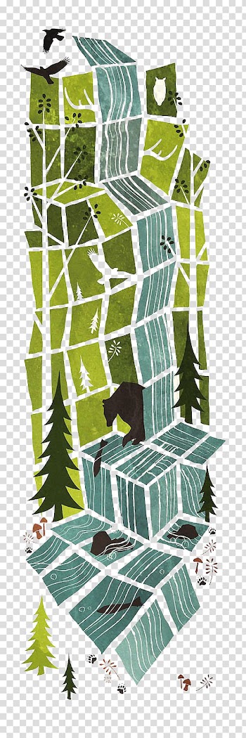 Geometric landscape with birds and trees illustration, Drawing Idea Graphic design Illustration, forest transparent background PNG clipart