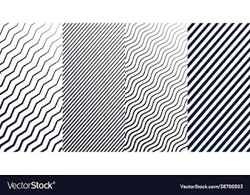 geometric lines zigzag wavy pattern set four