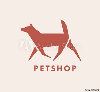 Geometric logotype with silhouette of walking dog