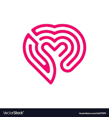 geometric love heart icon logo