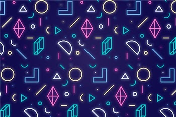 Geometric shapes neon lights background Free Vector