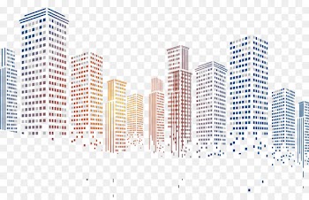 Geometric squares particles pixelated city building 