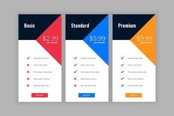 Geometric style price table comparison boxes Free Vector