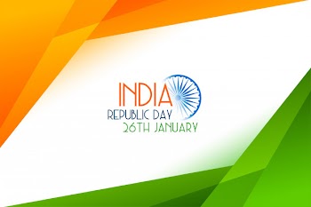 Geometric style tricolor indian republic day card Free Vector