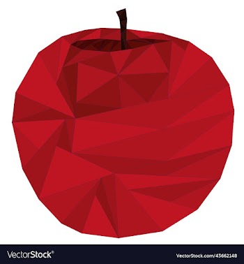 geometric triangle drawing of a red apple