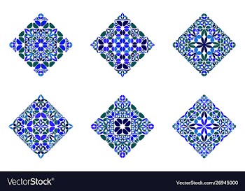 Geometrical abstract ornate floral diagonal vector image