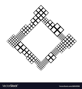 Geometrical black and white diagonal square badge vector image
