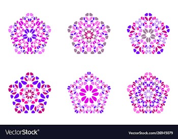 Geometrical colorful flower pentagon logo vector image