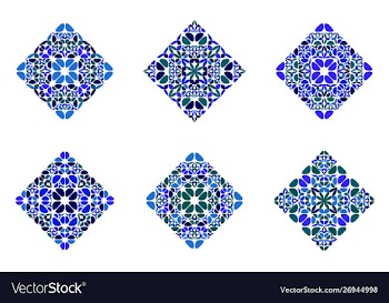 Geometrical colorful ornate flower diagonal vector image