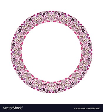 Geometrical floral border - circular round element vector image