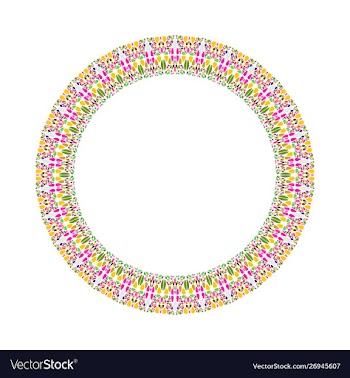 Geometrical floral border - round design element vector image