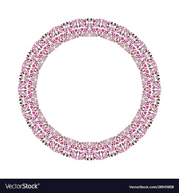 Geometrical floral frame - circular round design vector image