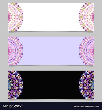 Geometrical horizontal floral mandala banner vector image