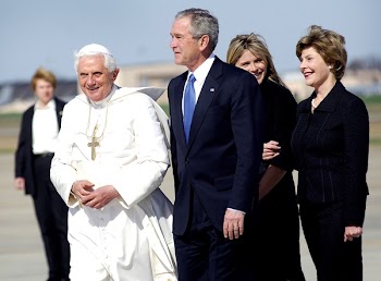 George W. Bush Walking Beside Pope John Paul Ii