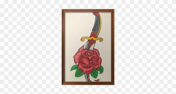 Gerahmtes Poster Old-school Tattoo - Jerry Sailor Red Rose