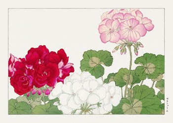Geranium flower woodblock painting by Tanigami | Free Photo Illustration - rawpixel