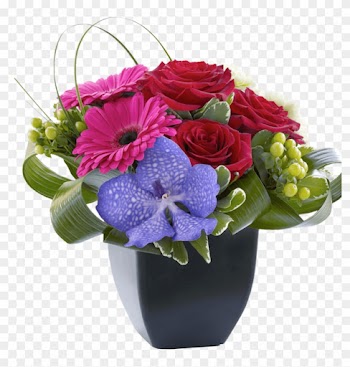 Gerbera And Vanda Orchid Arrangement - Png Orchid And Rose Arrangement
