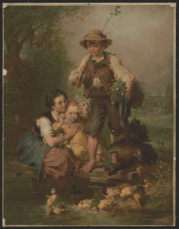 [German boy and girls with flowers | Free Photo - rawpixel