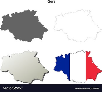 Gers Midi-Pyrenees outline map set vector image