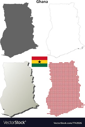 Ghana outline map set vector image