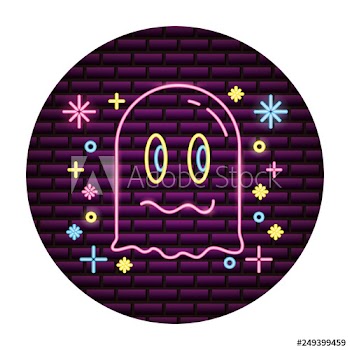 ghost video game neon