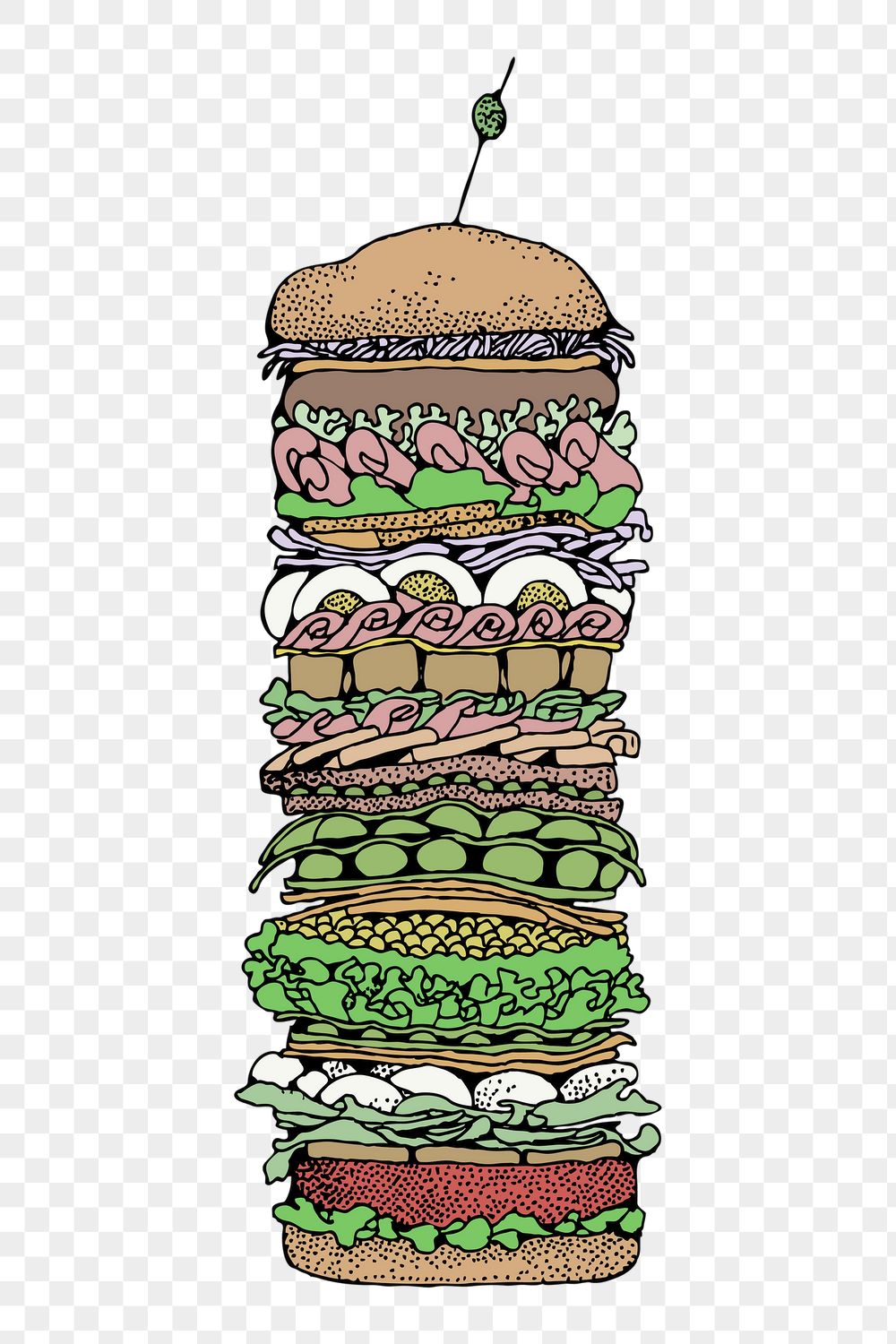 Giant sandwich png sticker, food | Free PNG - rawpixel