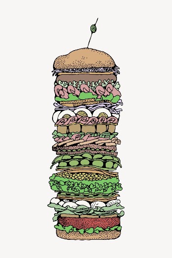 Giant sandwich sticker, food illustration | Free Vector - rawpixel