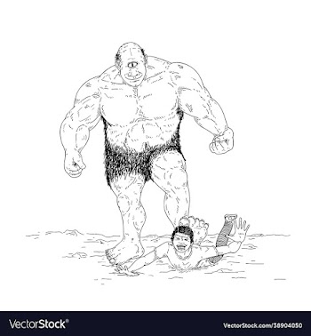 giant stepped on body a human