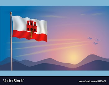 gibraltar flag in the morning sun