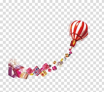 Gift Advertising Balloon, Red hot air balloon and gift boxes transparent background PNG clipart