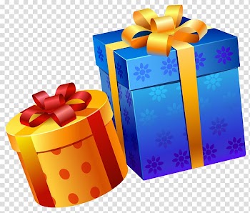 Gift Birthday , Blue Yellow Present Boxes , two orange and blue gift boxes transparent background PNG clipart