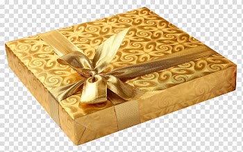 Gift Birthday, Golden gift box transparent background PNG clipart