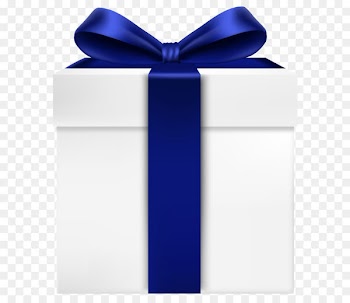 Gift Box Blue Ribbon - White Gift Box with Blue Bow Transparent PNG Clip Art Image 