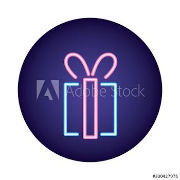 gift box neon light style icon