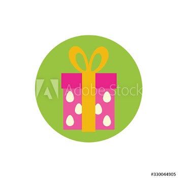 gift box present with eggs pattern block and flat style icon