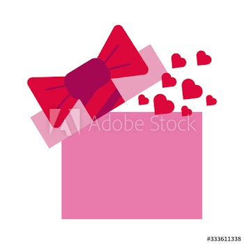 gift box present with heart love flat style
