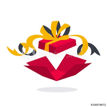 Gift box with surprise inside as metaphor of bonus