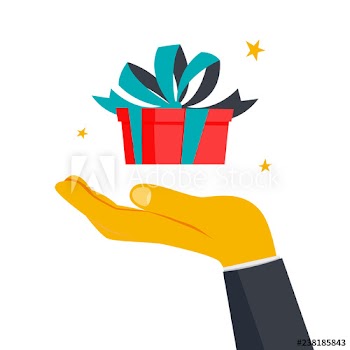 Gift box with surprise inside as metaphor of bonus