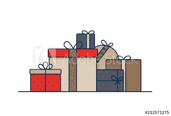 Gift boxes wrapped in wrapping paper and decorated with ribbons and bows