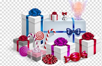 Gift Christmas Drawing, Hand-painted gift boxes candy cane pattern transparent background PNG clipart