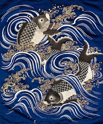 Gift Cover (Fukusa) with Carp in Waves during Meiji period. Original from The Cleveland Museum of Art. Digitally enhanced by rawpixel.