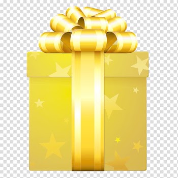 Gift Decorative box, Golden gift box transparent background PNG clipart