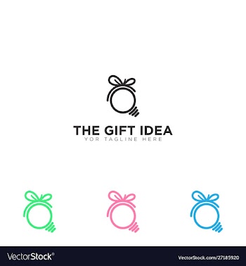 Gift idea logo mono line black lamp vector image