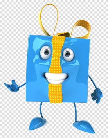 Gift Illustration, Creative 3D character blue gift box transparent background PNG clipart