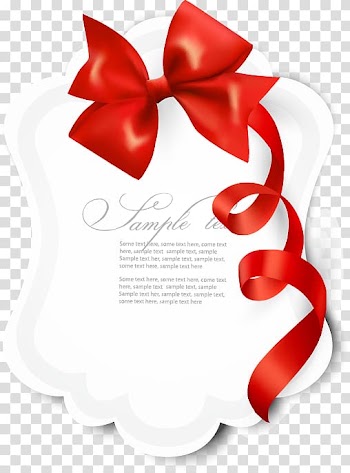 Gift Ribbon Red Illustration, Red bow letter card transparent background PNG clipart