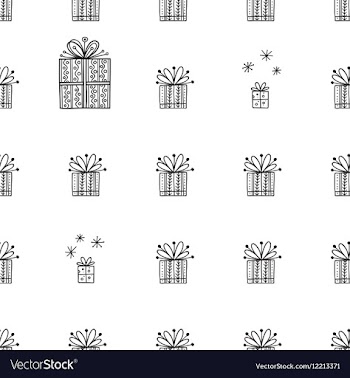 Gift tiny and snowflakes christmas seamless vector image