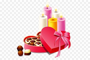 Gift Valentine's Day Chocolate - Pink Heart Box of Chocolates and Candles 